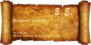 Bodoni Ervin névjegykártya